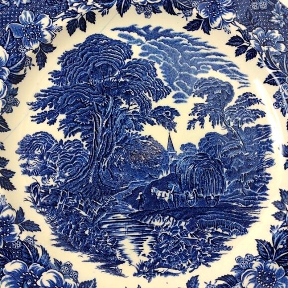 Vintage Enoch‎ Wedgwood  (Tunstall) Ltd. Blue "Woodlands" Dinner Plate 11" - Picture 5 of 6